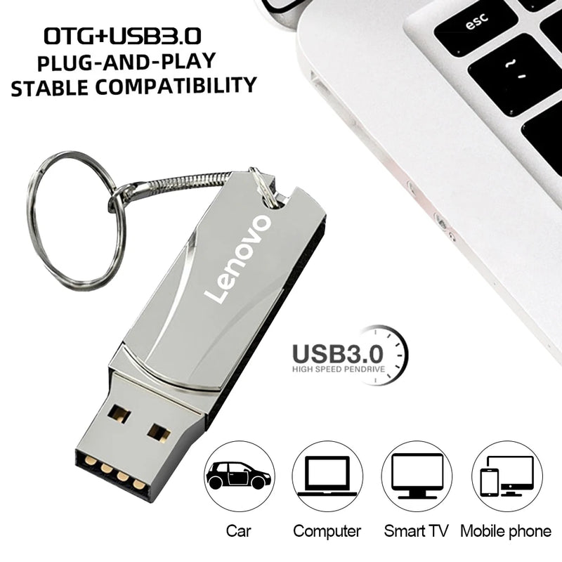 Lenovo Metal USB 3.0 Type-C Flash Drive, High Speed, 16TB/8TB/4TB/2TB/1TB.