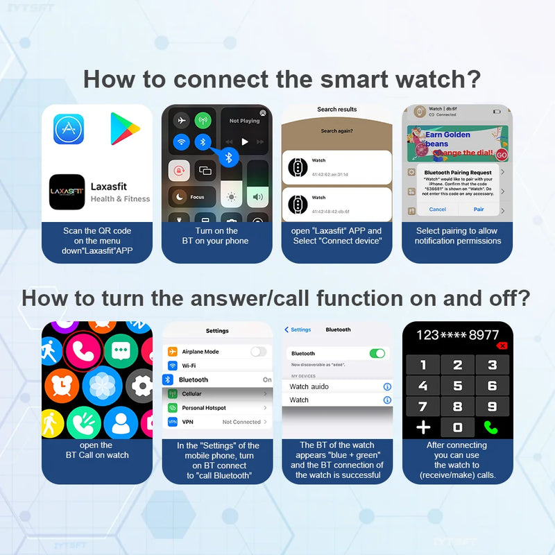 LAXASFIT H9/H6 Smartwatch with Bluetooth calls, calorie, heart rate and oxygen monitor.