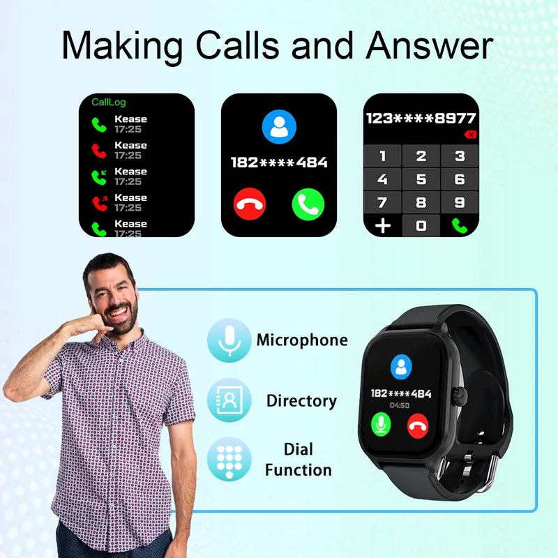 LAXASFIT H9/H6 Smartwatch with Bluetooth calls, calorie, heart rate and oxygen monitor.