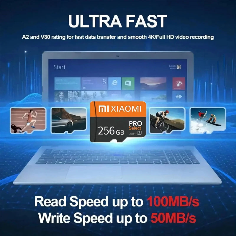 Xiaomi Micro SD Card Class 10, ultra fast, 128GB–2TB, ideal for cell phones and cameras.