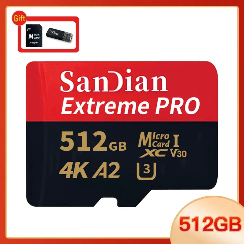 Micro SD TF Card Class 10 A2 U3, High Speed, 128GB–1TB, Ideal for Cell Phone, Camera and Drone.