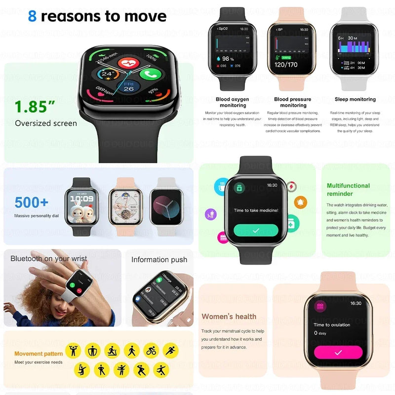 Smartwatch Series 10 2025, Apple compatible, GPS, NFC, Bluetooth calling and IP68 waterproof.