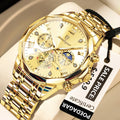 POEDAGAR Luxury Men's Watch, waterproof, chronograph, stainless steel bracelet.