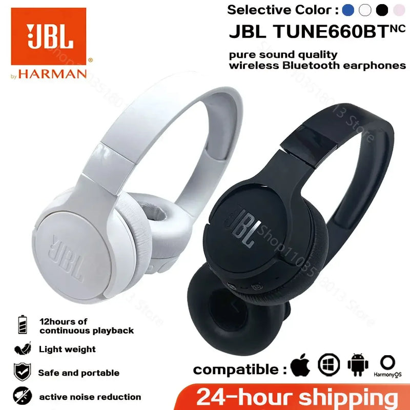 JBL Tune 660NC Bluetooth 5.0 headphones, with noise cancellation and hands-free mode.