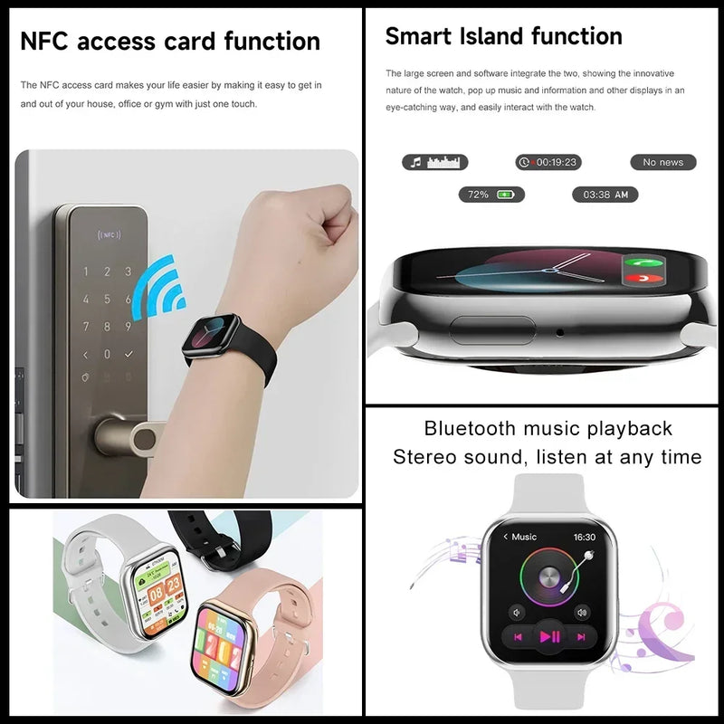 Smartwatch Series 10 2025, Apple compatible, GPS, NFC, Bluetooth calling and IP68 waterproof.