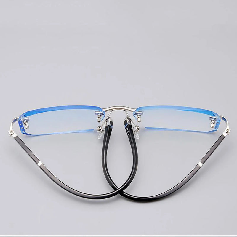 Frameless HD reading glasses, anti-glare and anti-blue light, degrees +1.0 to +4.0.