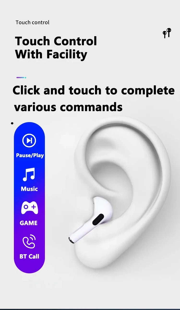 Air Pro 5.3 Bluetooth headphones, premium sound, ideal for iPhone, Xiaomi and Android.