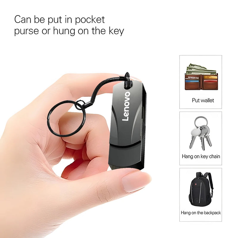 Lenovo Metal USB 3.0 Type-C Flash Drive, High Speed, 16TB/8TB/4TB/2TB/1TB.