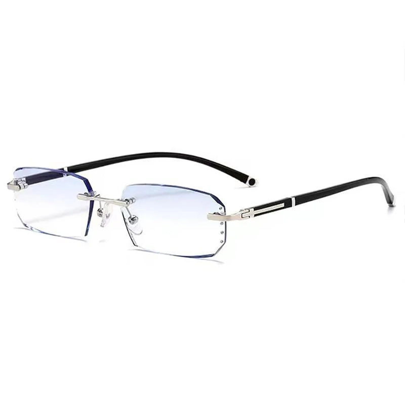 Frameless HD reading glasses, anti-glare and anti-blue light, degrees +1.0 to +4.0.
