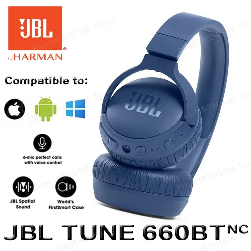 JBL Tune 660NC Bluetooth 5.0 headphones, with noise cancellation and hands-free mode.