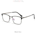 Unisex titanium prescription glasses with anti-reflective lenses and blue light filter.